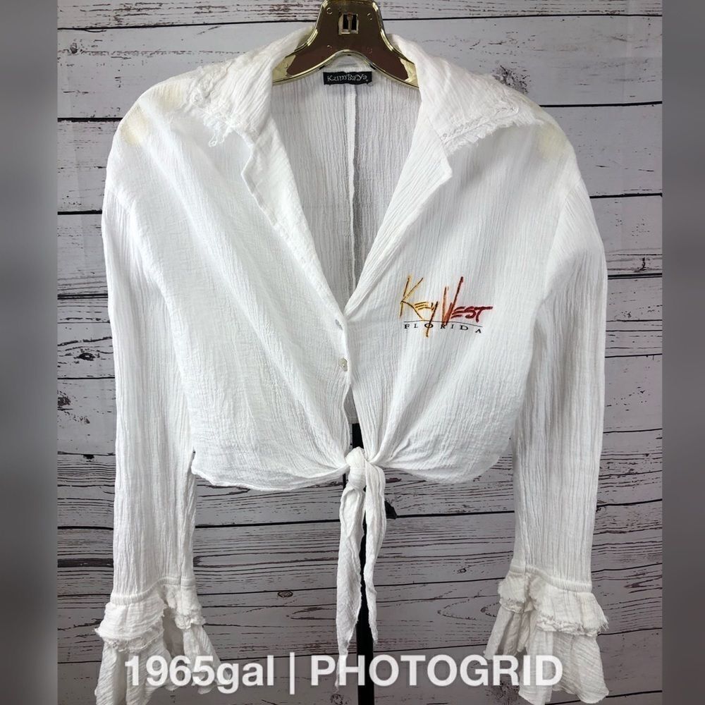 Kumbaya Key West Crop Top Tie Bell Sleeve One Size